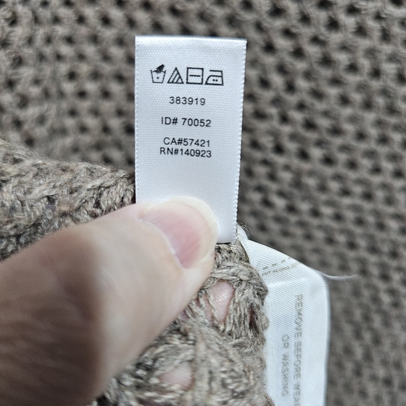 Ann Taylor LOFT Beige Cotton Blend Crochet Turtleneck Sweater Pocket Size Small. - Picture 7 of 8